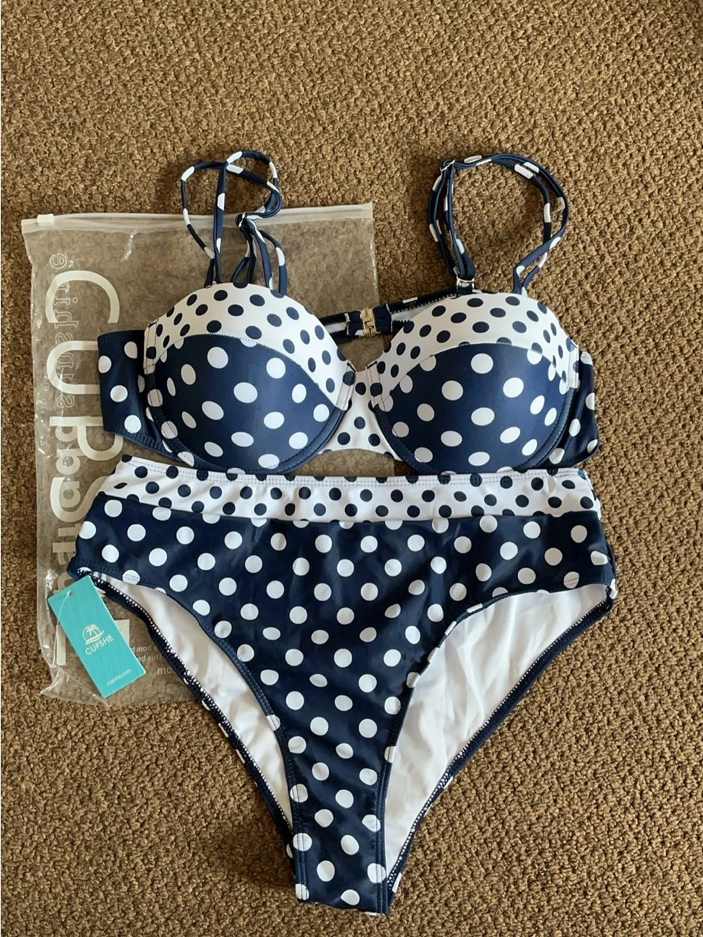 Cupshe Navy and White Polka Dot Kids One-Piece Swim